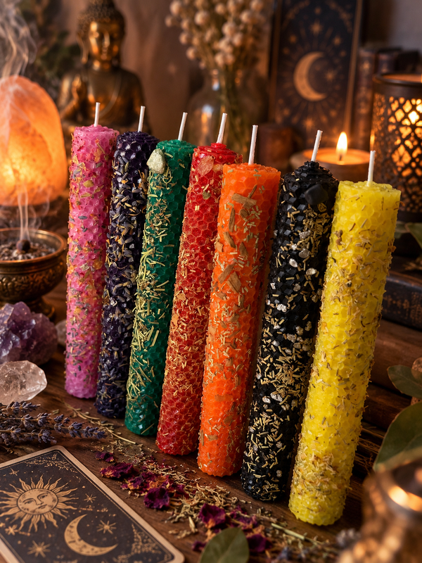 Pack Luna de Cera - 9 velas artesanales encendidas, una por cada intención